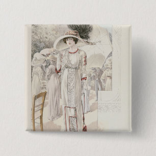Een stadsjurk uit 'Les Grandes Modes de Paris' Vierkante Button 5,1 Cm