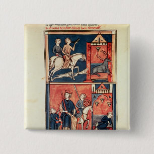 Een stagejacht en een koning vierkante button 5,1 cm