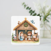 Een stal vol blijdschap feestdagenkaart (Staand voorkant)