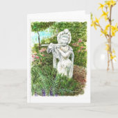 Een standbeeld van een Dame met een fluit Kaart (Gele Bloem)