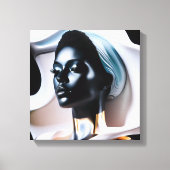 Een standbeeld van een vrouw met een pet canvas afdruk (Voorkant)