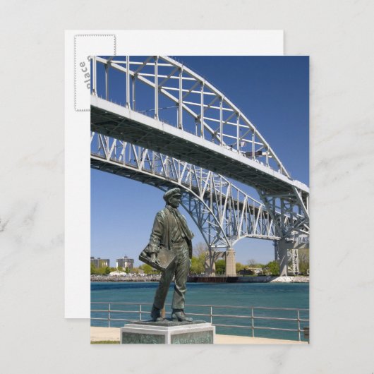 Een standbeeld van Thomas Edison door de lokale ku Briefkaart (Voorkant / Achterkant)