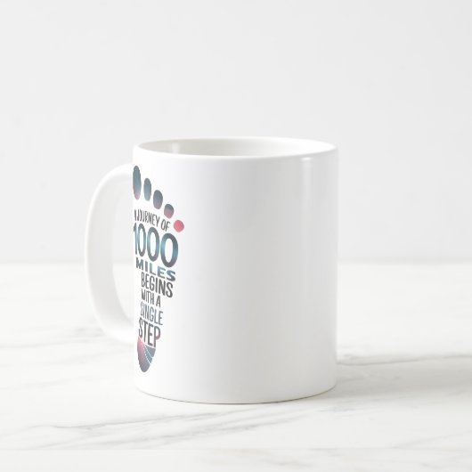 "Een stap naar duizend kilometer" Koffiemok (Voorkant links)