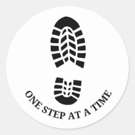 Eén Stap per Tijd, Hardloop Motivatie Ronde Sticker