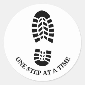 Eén Stap per Tijd, Hardloop Motivatie Ronde Sticker