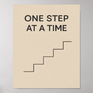 Eén Stap tegelijk – Minimalistische Motivatie Poster