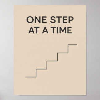 Eén Stap tegelijk – Minimalistische Motivatie Poster