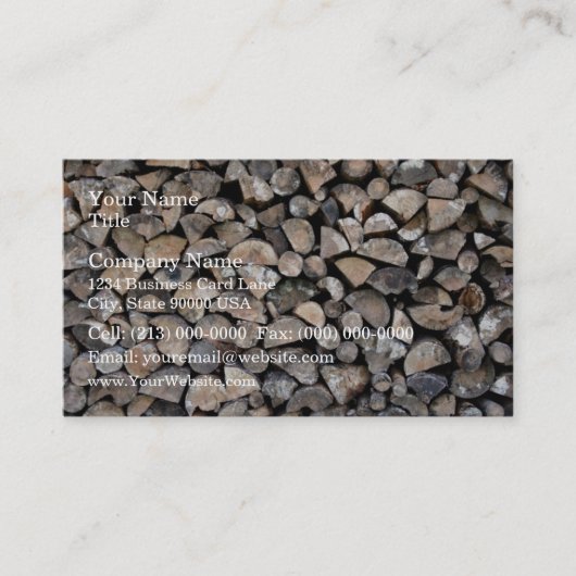 Een stapel brandhout visitekaartje (Voorkant)