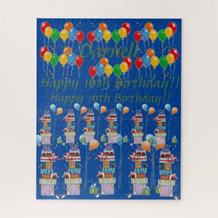 Een stapel Cadeaus en veel kleurrijke ballonnen Legpuzzel