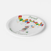 Een stapel Cadeaus en veel kleurrijke ballonnen Papieren Bordje (Gekanteld)