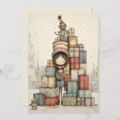 Een stapel kerstcadeaus feestdagenkaart (Voorkant / Achterkant)