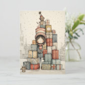 Een stapel kerstcadeaus feestdagenkaart (Staand voorkant)