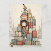 Een stapel kerstcadeautjes feestdagenkaart (Voorkant)