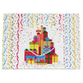 Een stapel kleurrijke geschenkdozen groot cadeauzakje (Voorkant)