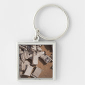 Een stapel maaltijden klaar om te eten sleutelhanger (Voorkant)