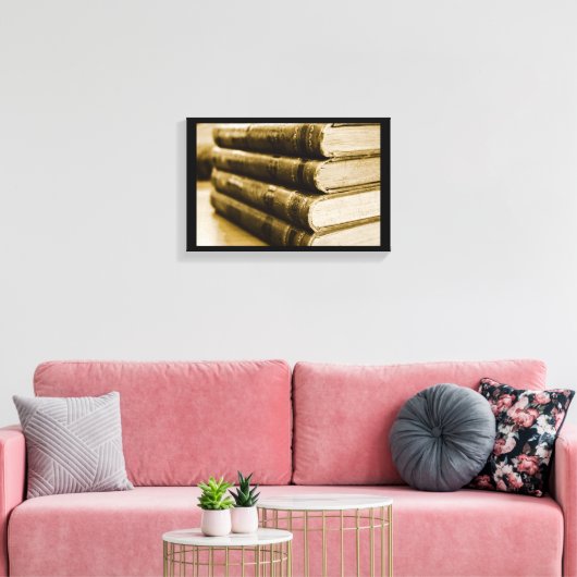 Een stapel oude boeken canvas afdruk (Insitu (Woonkamer))