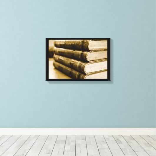 Een stapel oude boeken canvas afdruk (Insitu (Houten vloer))