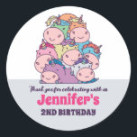 Een stapel Unicorns Cute Kids Birthday Party Favor Ronde Sticker<br><div class="desc">Kute party gunsten voor kinderen,  jongens of meisjes die van eenhoorn houden. Ideaal voor kinderen op verjaardagsfeestje,  feestvieren en dankjewel op het label. U kunt de tekst voor baby shower of andere gelegenheid en partij ook aanpassen.</div>
