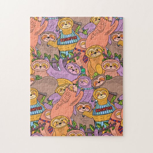 Een stapel van Cute Cartoon Sloths! Uitdaging Legpuzzel (Verticaal)