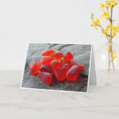 Een stapel van echt rood Zee glas Wenskaart Kaart (Gele Bloem)
