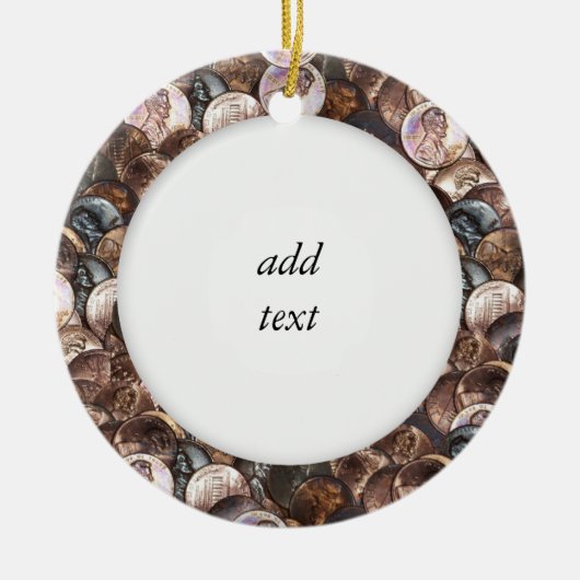 Een stapel van knuppels - één cent uitspreide acht keramisch ornament (Voorkant)