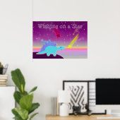 Een Star Blue Cartoon Dinosaur Poster (Thuiskantoor)
