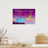 Een Star Blue Cartoon Dinosaur Poster (Keuken)