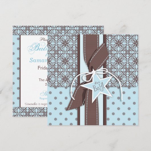 Een Star is Born Boy Invitation Square Kaart (Voorkant / Achterkant)