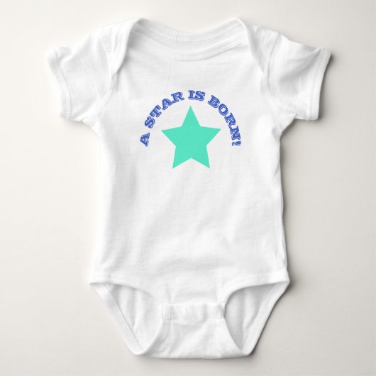 EEN STAR IS GEBOREN | Fun Quote Blauwgroen Star Ba Romper (Voorkant)