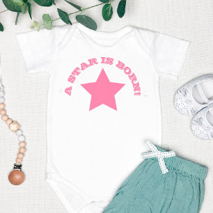 EEN STAR IS GEBOREN   Fun Quote Pink Star Baby Bod Romper