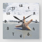 Eén Starfish gewassen Ashore Vierkante Klok (Voorkant)