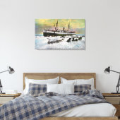 Een steamer die op het ijs landt canvas afdruk (Insitu (Slaapkamer))