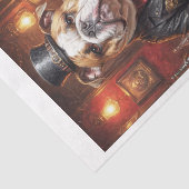Een steampunk bulldog gitaar spelen in pub - tissuepapier (Detail)