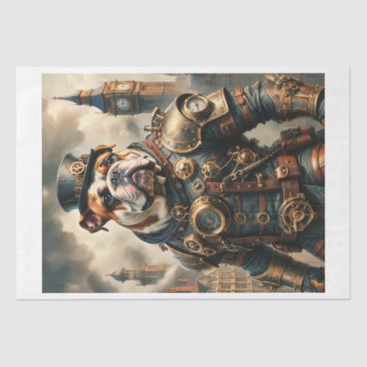 Een steampunk Engelse bulldog in Londen Tissuepapier (Voorkant)