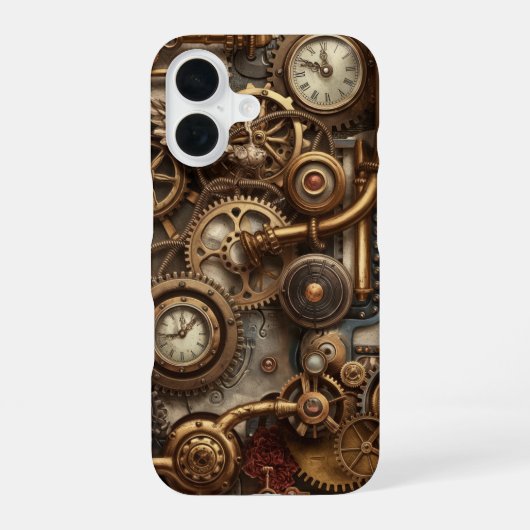 Een Steampunk Fusion van Kunst en Machines iPhone 16 Hoesje (Achterkant)