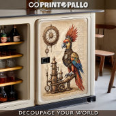 Een steampunk Inca Parrot op perkament Tissuepapier