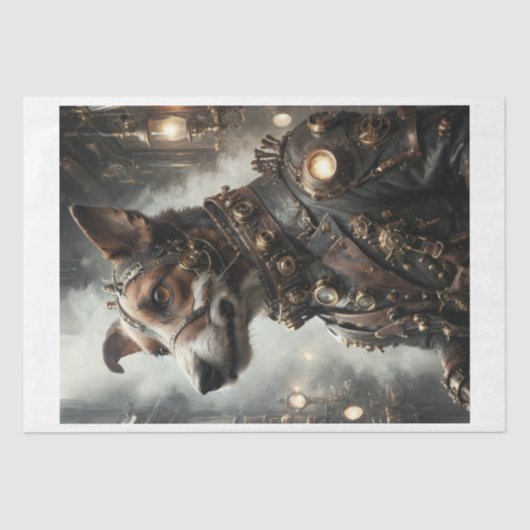 Een Steampunk Jack Russell Terrier Tissuepapier (Voorkant)