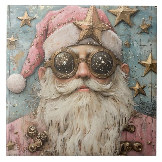 Een Steampunk Kerstman Tegeltje (Voorkant)