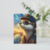 Een Steampunk Otter in de Sterrennacht Briefkaart (Staand voorkant)
