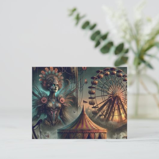Een Steampunk Sci Fi Carnaval Briefkaart (Staand voorkant)