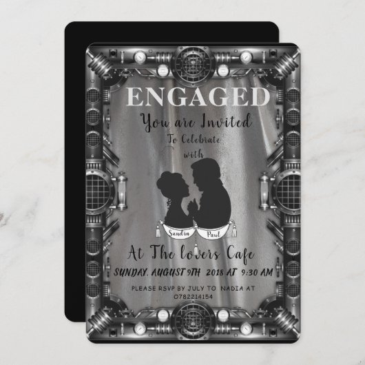 Een STEAMPUNK Verloving Kaart (Voorkant / Achterkant)