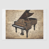 Een steampunkpiano in een wereld van muzieknoten tissuepapier (Voorkant)