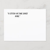 "Een steek op tijd" Briefkaart (Achterkant)