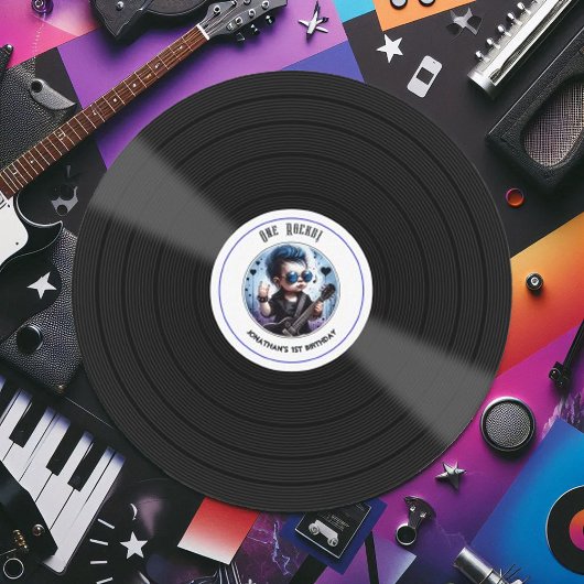 "Een steen!" Vinyl Record Rock Star 1e verjaardag Kaart
