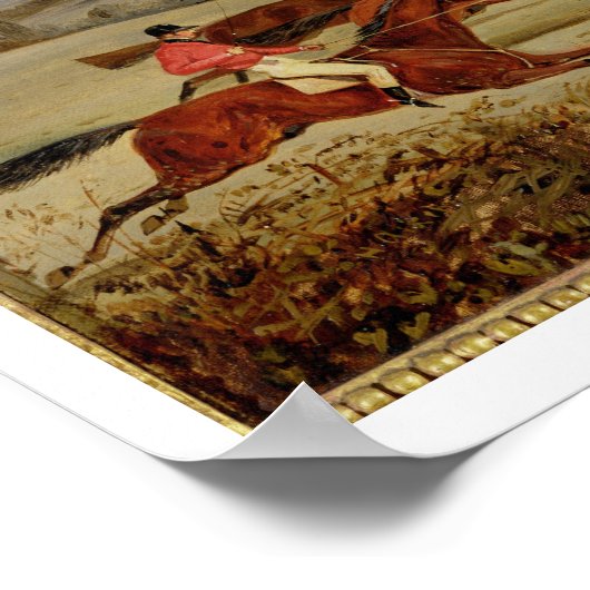 Een Steeplechase nabij de Finish (olie op canvas) Poster (Hoek)