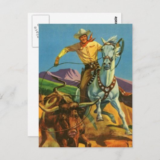 Een steer draaien briefkaart (Voorkant / Achterkant)