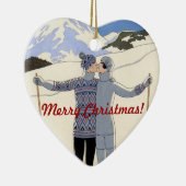 Een stel bergskisers zoenen - Vrolijk kerstfeest! Keramisch Ornament (Rechts)