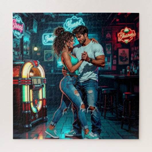 Een stel dat danst in een bar | Comic Hyperrealist Legpuzzel (Verticaal)