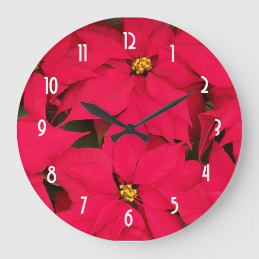 Een stel Helderrode kerst Poinsettias Grote Klok (Voorkant)