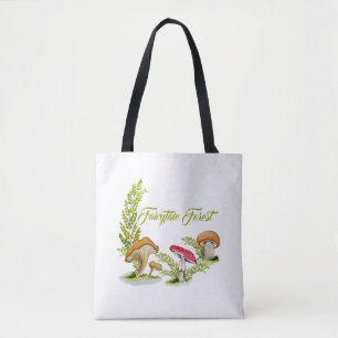 Een stel paddenstoelen voor de waterverf van een s tote bag